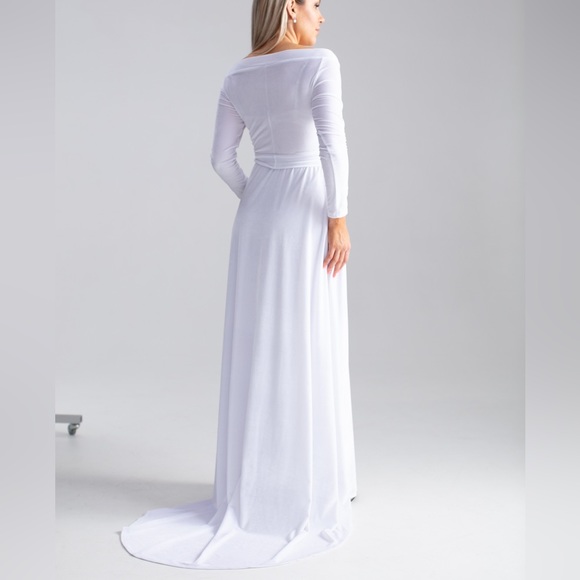 ❗️NEW❗️Marble Emerald Off Shoulder Velvet Wrap Maxi Dress - Picture 8 of 11